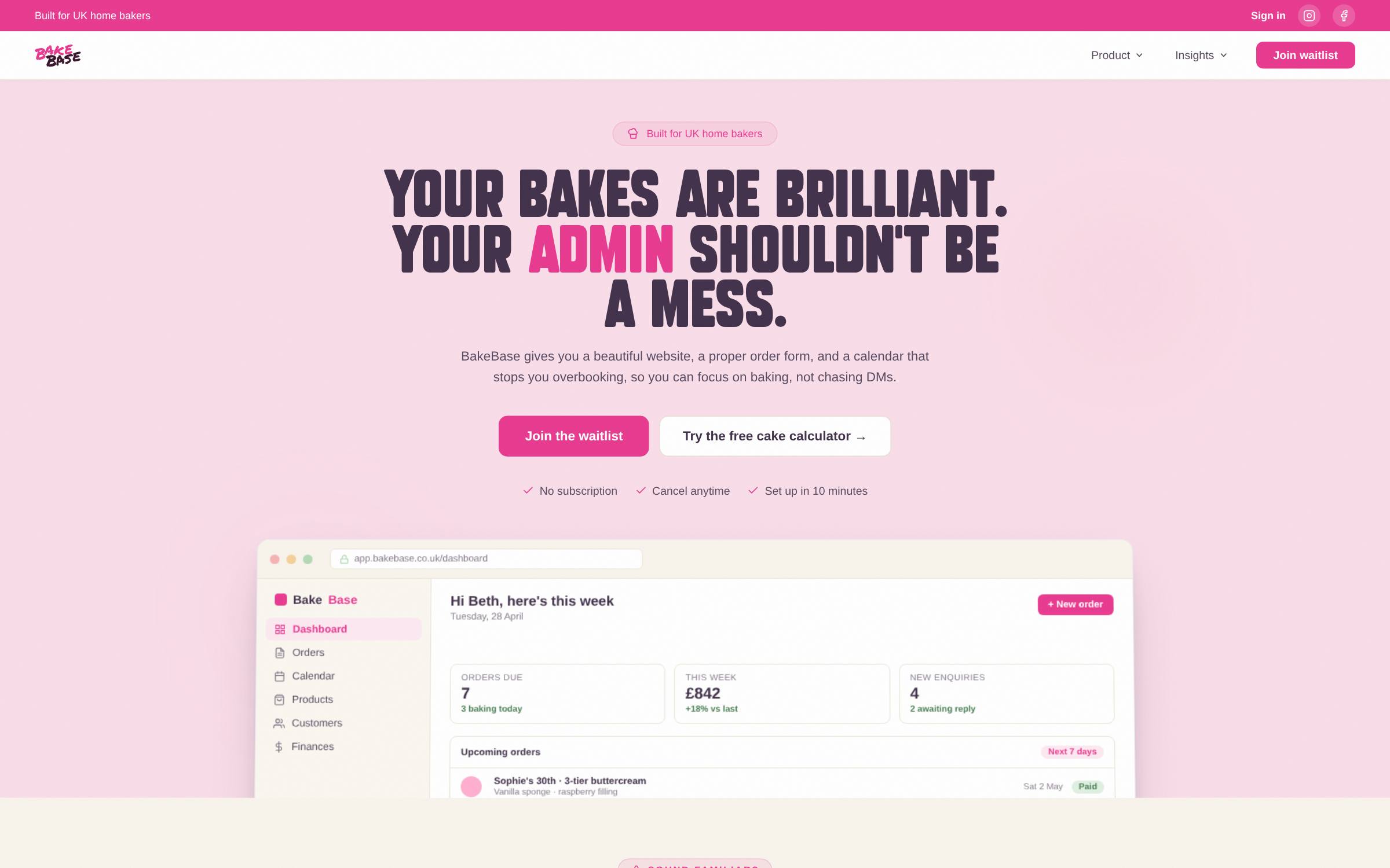 BakeBase website