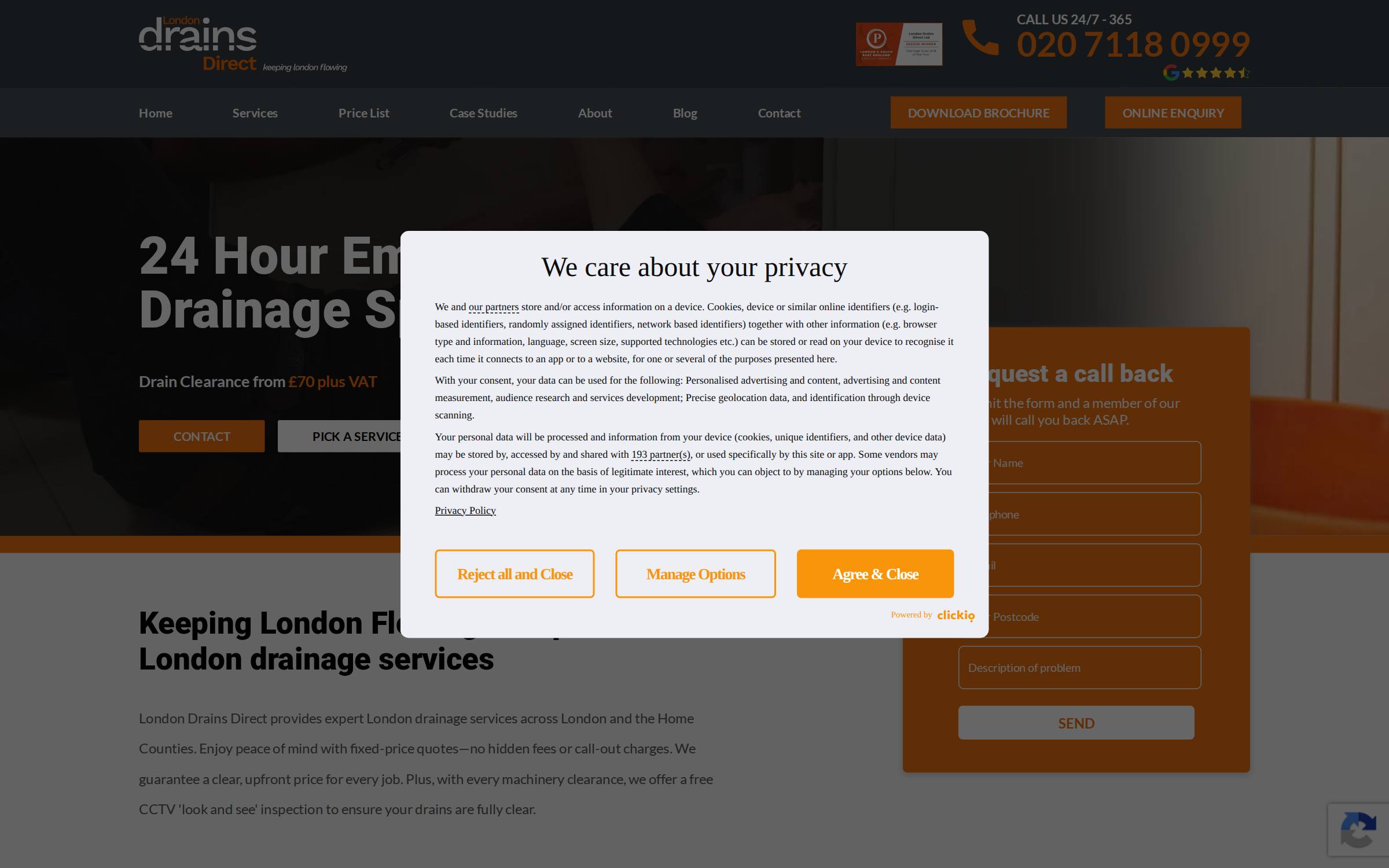 London Drains Direct website